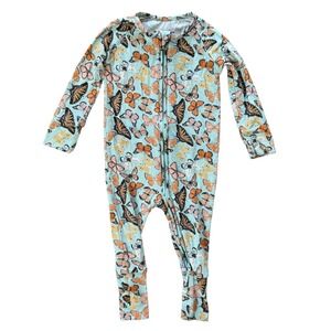 Buoyant‎ Babes Bamboo Butterfly Romper Zipper Footie 6-12M
